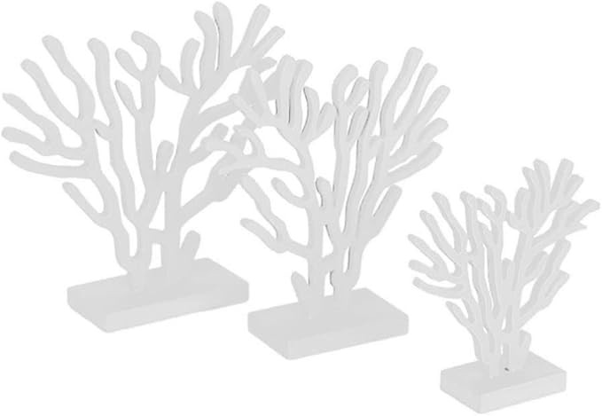 BESPORTBLE Wood Coral Table Centerpiece, 3Pcs Mermaid Coral Reef Decor- Under The Sea Mermaid Bir... | Amazon (US)