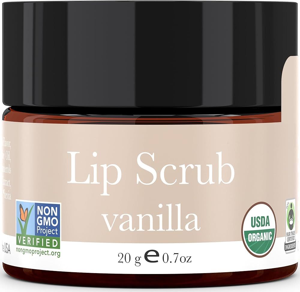Organic Lip Scrub Vanilla - USA Made Exfoliating Lip Scrub with Natural & Organic Ingredients, Mo... | Amazon (US)