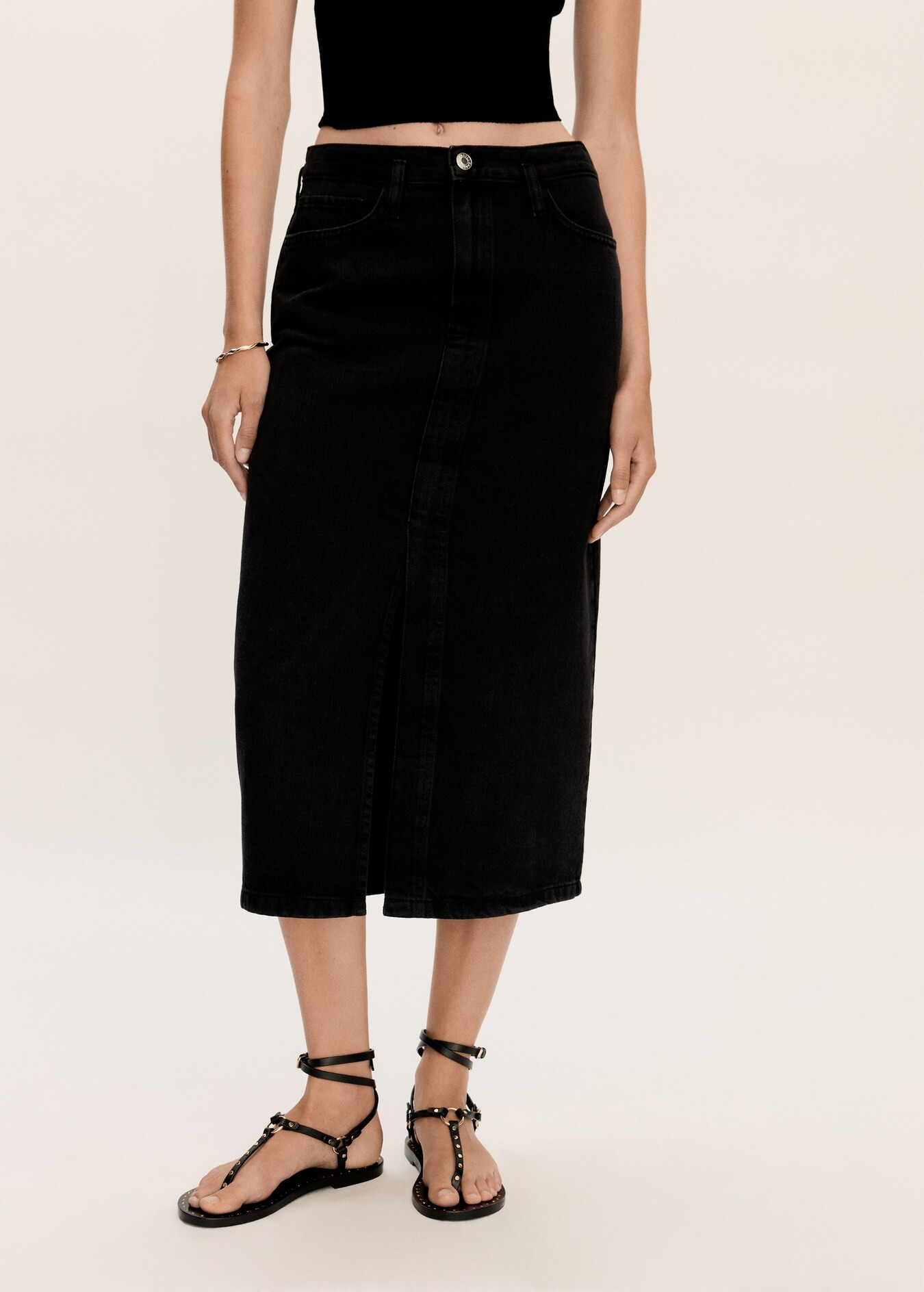 Slit denim skirt | MANGO (US)