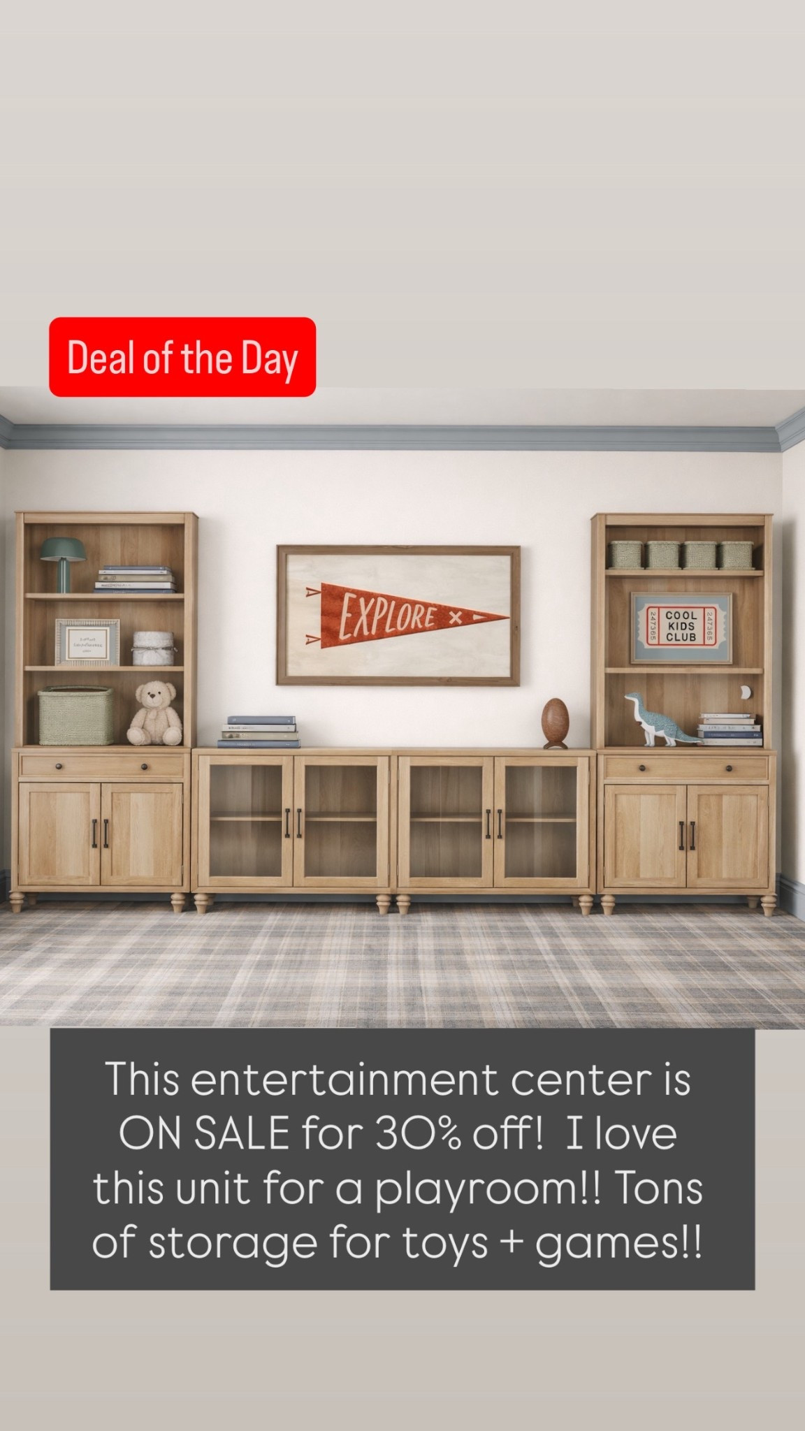 🚨 Deal of the Day! 🚨
This entertainment center is 30% OFF and it’s one of my favorite storage solutions for a playroom 🙌
So much hidden storage for toys, games, books & bins while still looking clean and elevated.
Perfect for playrooms, family rooms, bonus rooms, or homeschool spaces.
👉 Shop it before it sells out!

playroom storage, entertainment center, kids storage cabinet, toy storage ideas, playroom furniture, family room storage, organization solutions, affordable home decor, Amazon finds, Wayfair finds, Etsy finds

#LTKHome #LTKSaleAlert #LTKFindsUnder100