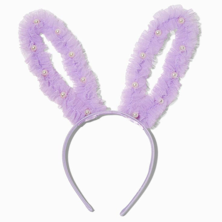 Purple Tulle & Pearl Bunny Ears Headband | Claire's (UK)