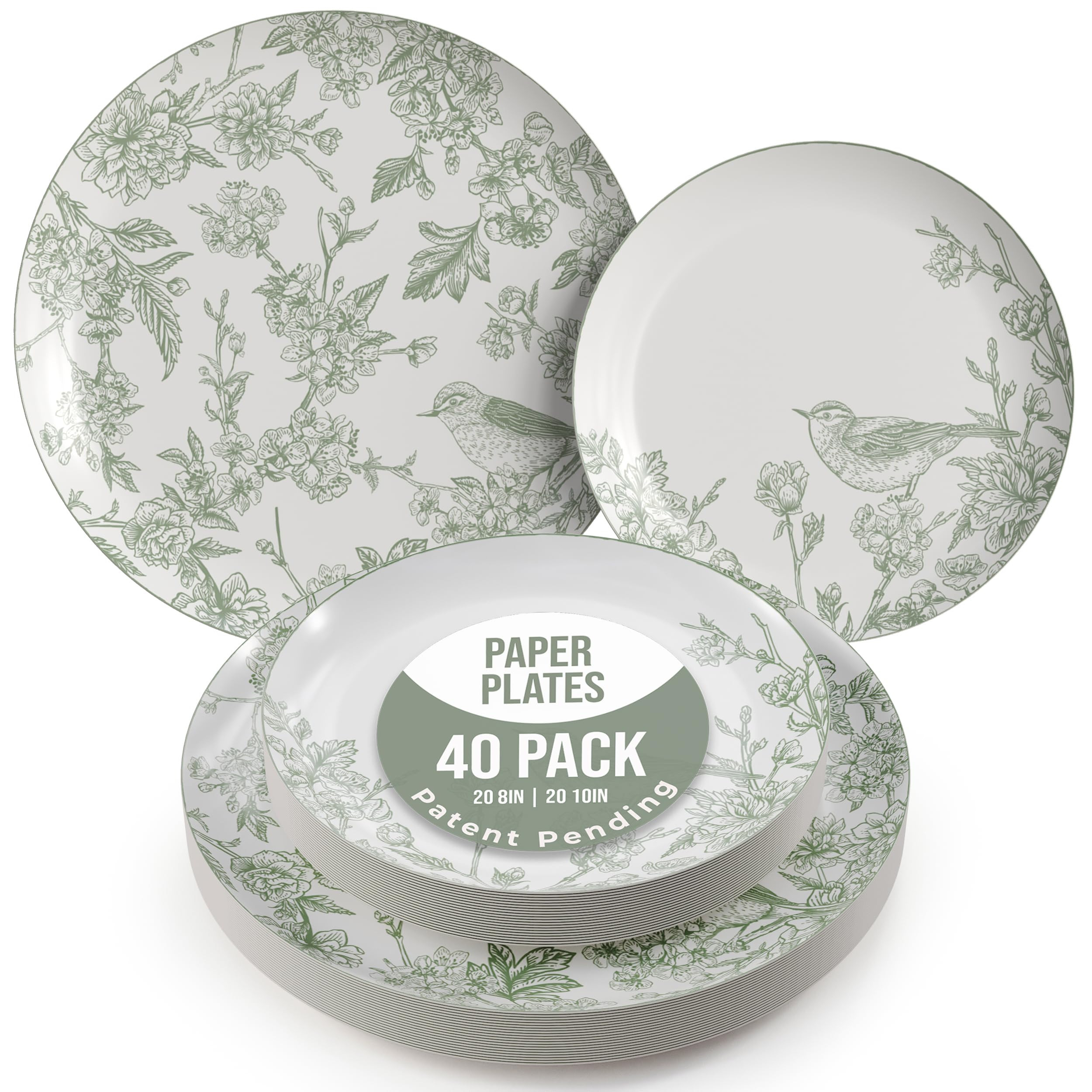Trendables Floral Paper Plates 8.5 Inch & 10.5 Inch 40 Pcs Dinner Plate Set Fancy Disposable Plat... | Amazon (US)