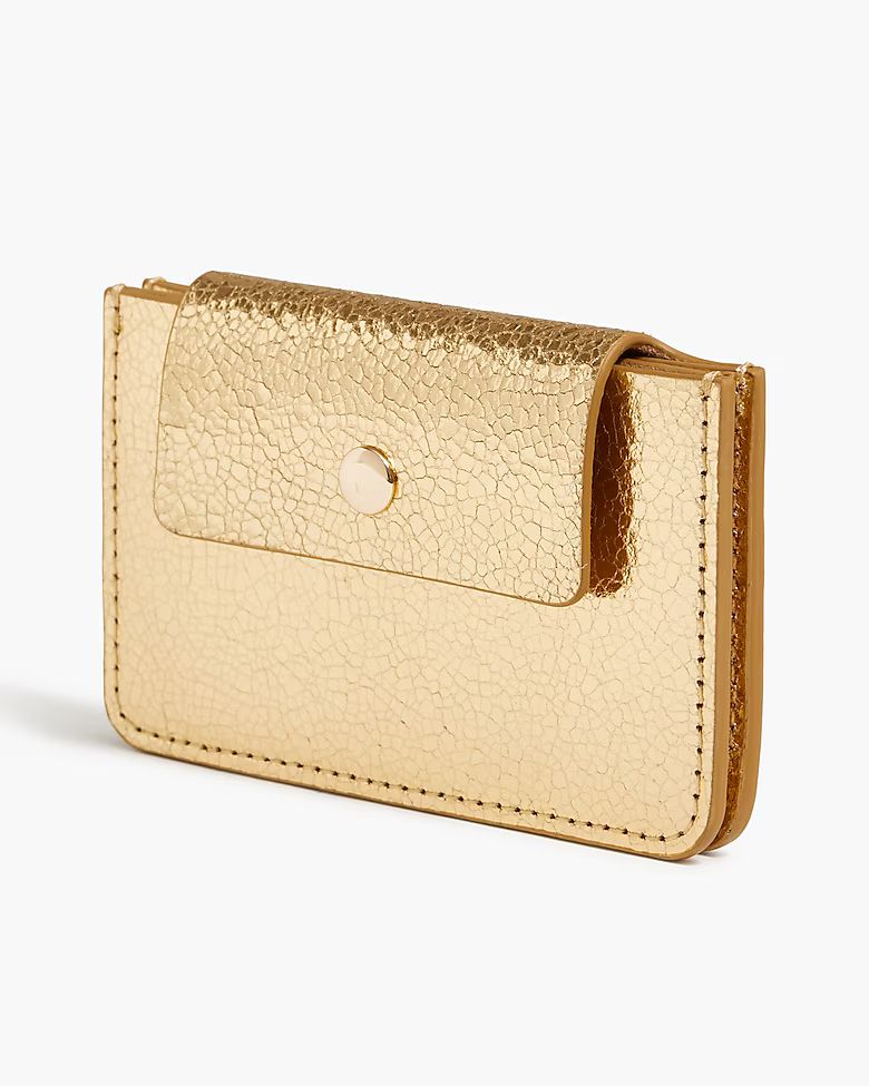 Metallic leather accordion wallet | J.Crew Factory