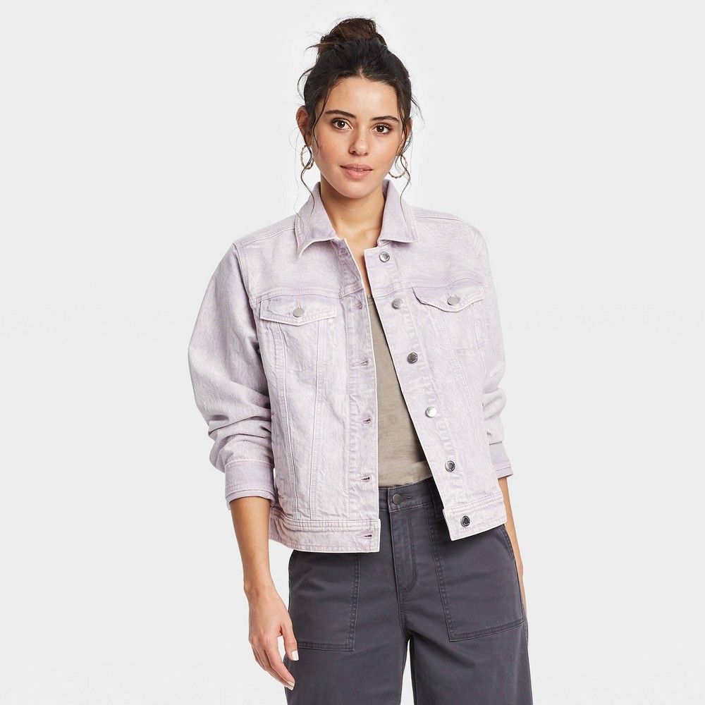Women's Long Sleeve Denim Jacket - Universal Thread Purple XS | Target