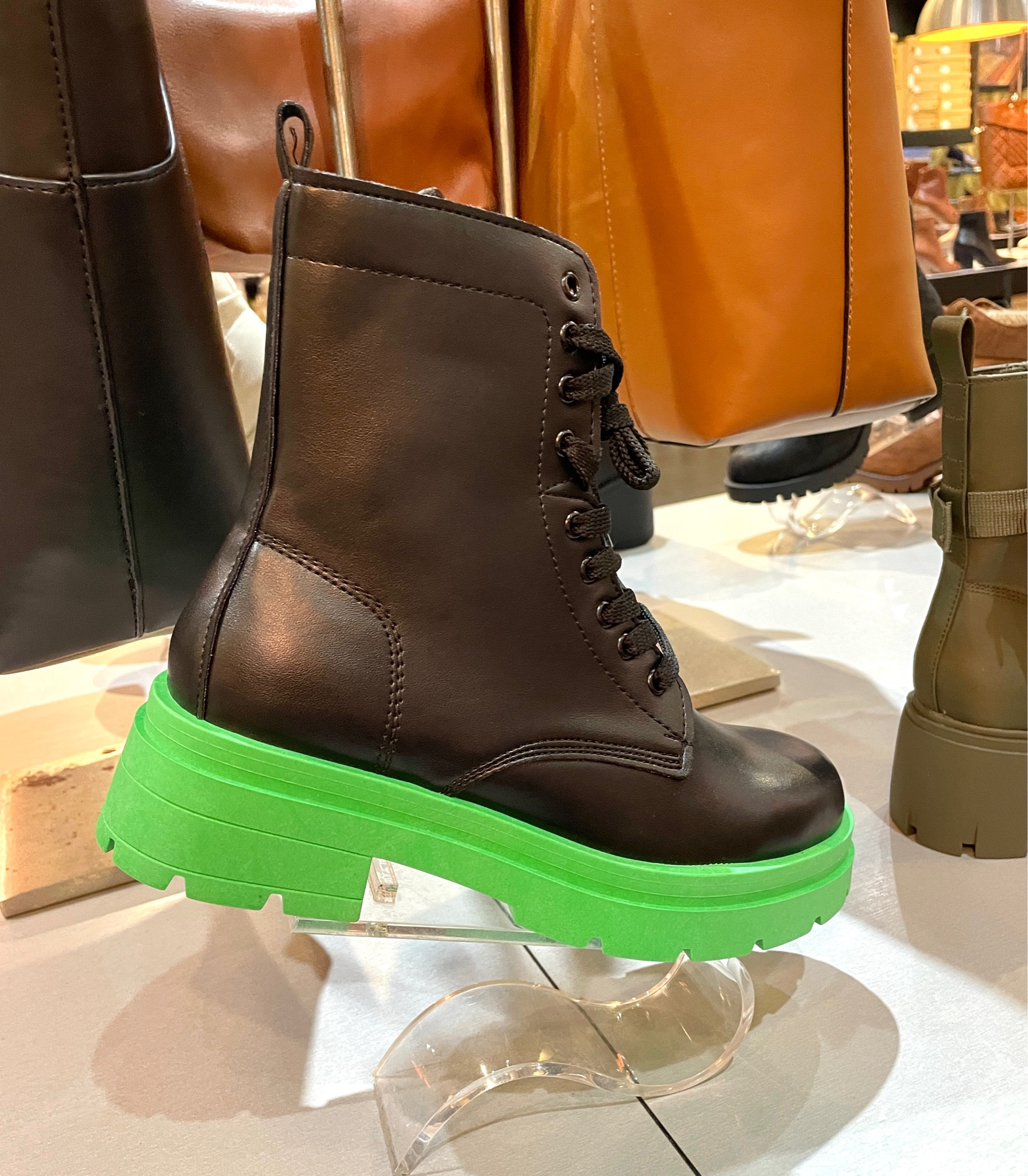 #motoboots #combatboots #greenboots #greencombatboots #colorblockboots #greensoleboots #chunkysoleboots #edgy #neongreenboots #greensole #punk #boots #shoes #rock #avantgarde #utility #goth

#LTKGiftGuide #LTKshoecrush #LTKstyletip