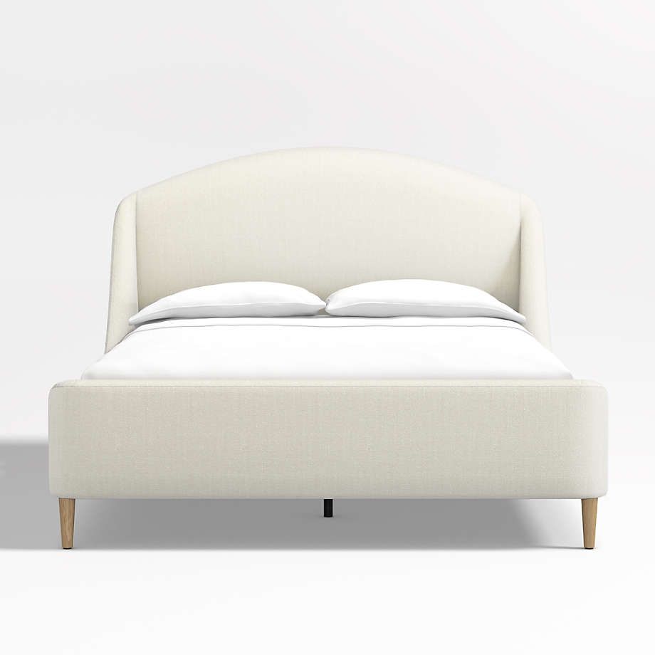 Lafayette Weave Mist Grey Upholstered Queen Bed Frame + Reviews | Crate & Barrel | Crate & Barrel