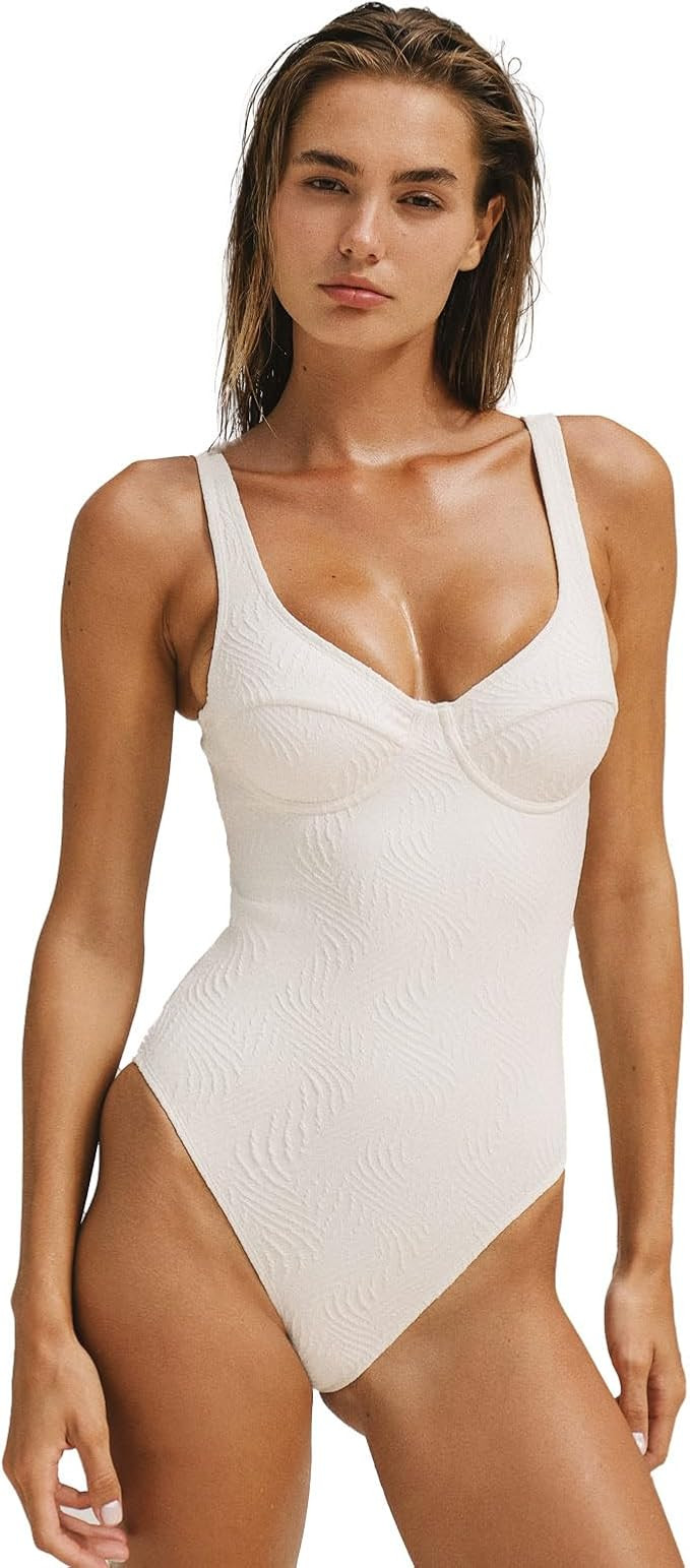 Womens One Piece Swimsuit Tummy Control Bathing Suit Sexy Deep V Neck Cheeky High Cut Swimwear | Amazon (US)