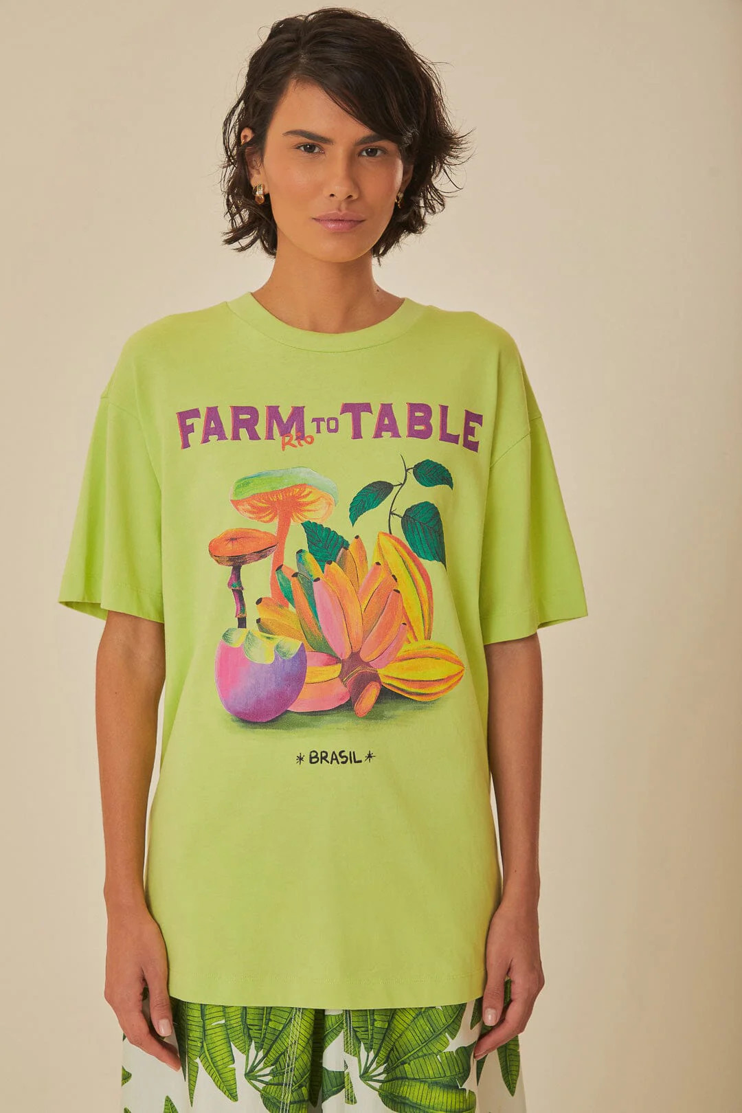 Green Farm Rio To Table Organic Cotton T-Shirt, LIME GREEN / XS | FarmRio (US)