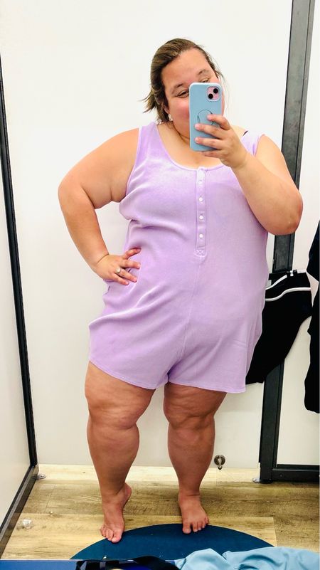 The perfect cozy romper! This was in the sleepwear/lounge section but would be amazing for travel too! Wearing the 3x here in “fresh lilac”

#LTKMidsize #LTKTravel #LTKPlusSize