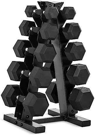 CAP Barbell Rubber Coated Dumbbell Weight Set with Vertical Rack | 100 lb, 150 lb, and 210 lb Opt... | Amazon (US)