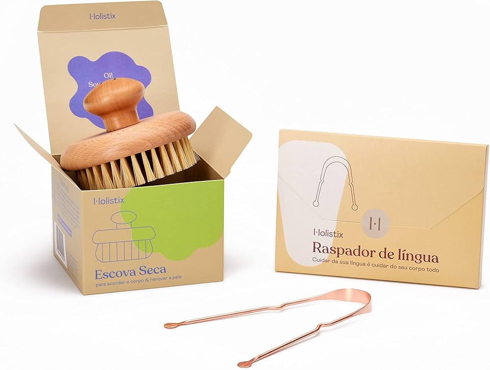 Kit Raspador De Língua 100% Cobre + Escova Seca Holistix | Amazon (BR)