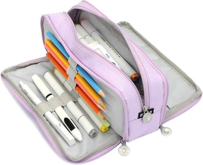 Large Capacity Special Aesthetic Pencil Case Organizer with 3 Compartments, Big Preppy School Pen... | Amazon (US)