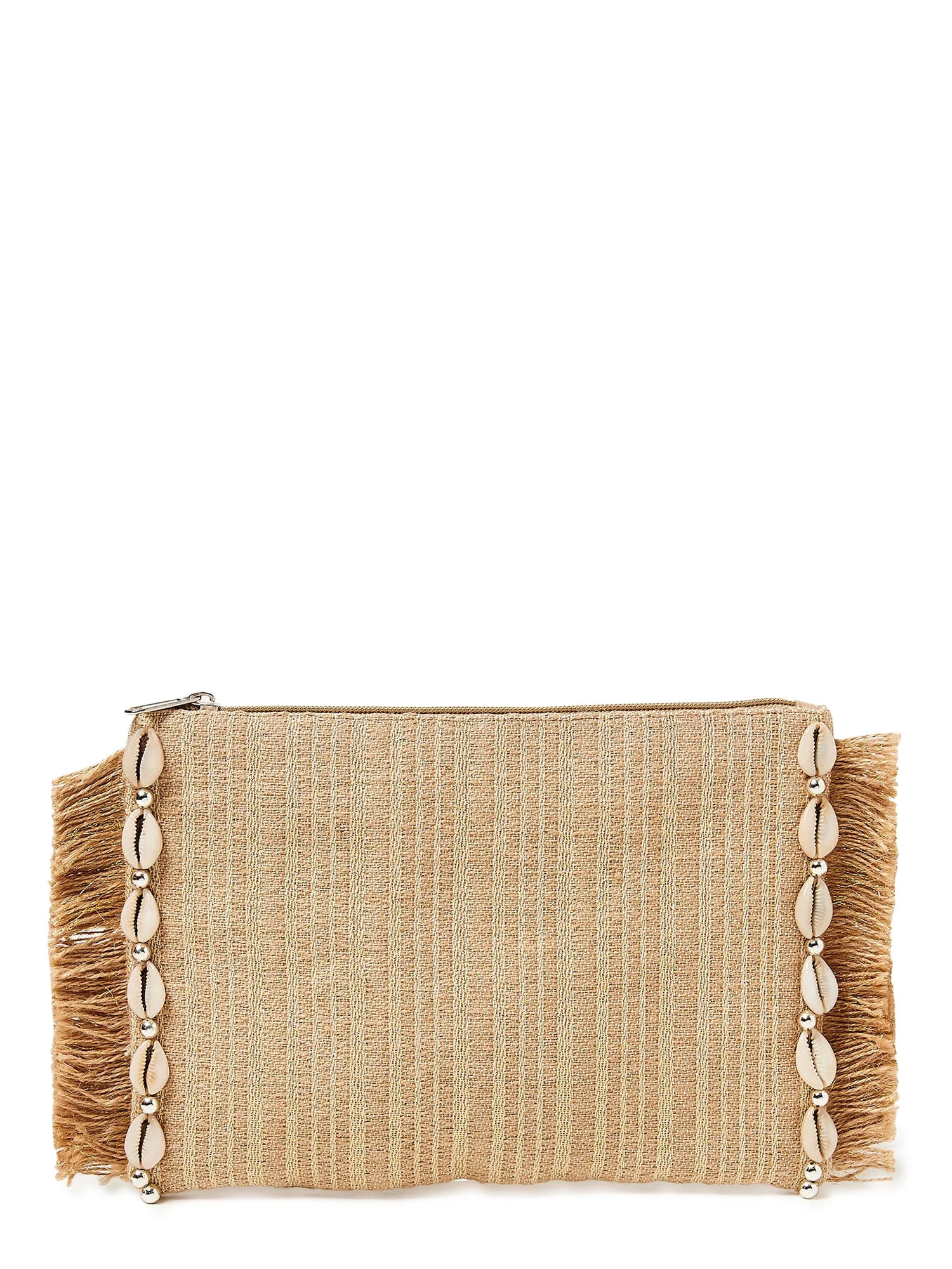 Magid Women’s Striped Metallic Clutch with Seashells and Frayed Edge Trim - Walmart.com | Walmart (US)