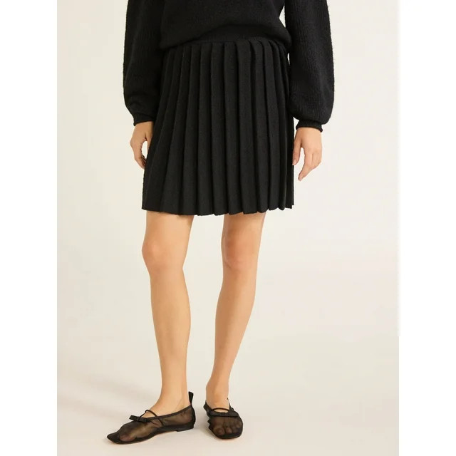 Free Assembly Women’s Pleated Mini Sweater Skirt, Sizes XS-XXXL | Walmart (US)