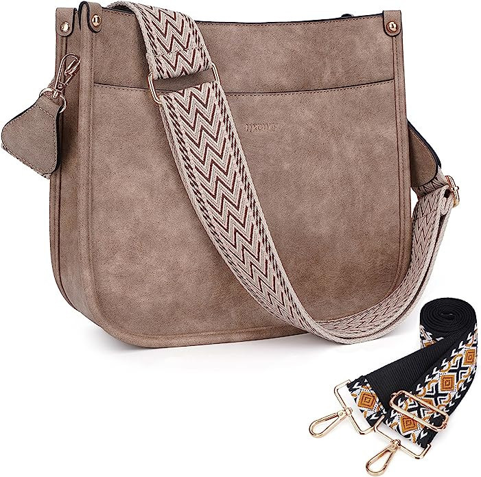 HKCLUF Crossbody Bags for Women Designer Leather Hobo Handbags With 2 Adjustable Leopard Guitar S... | Amazon (US)