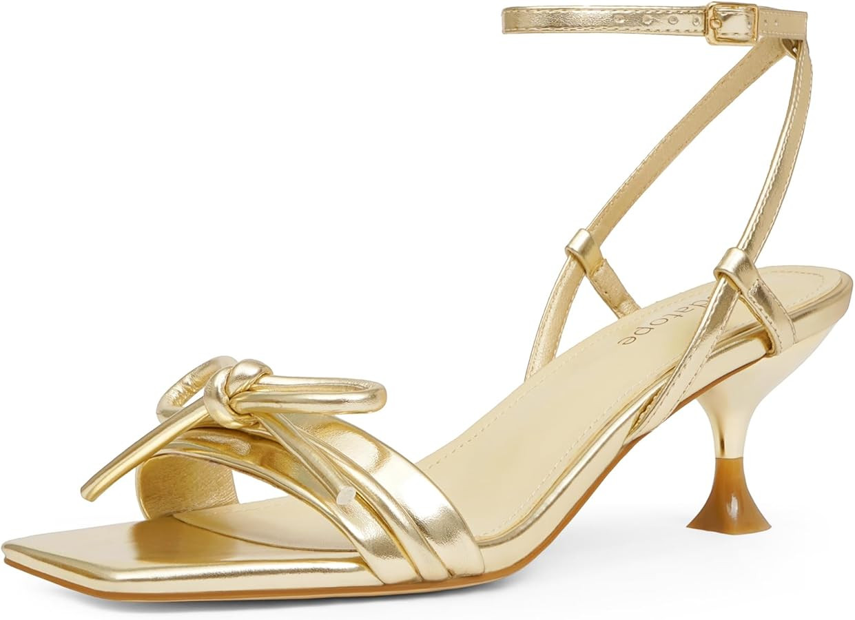 Modatope Kitten Heels for Women Open Square Toe Ankle Strap Sandals Low Heels Dress Shoes for Par... | Amazon (US)