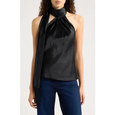 Reformation Sabi Scarf Fringe Sleeveless Silk Top in Black at Nordstrom, Size 8 | Nordstrom