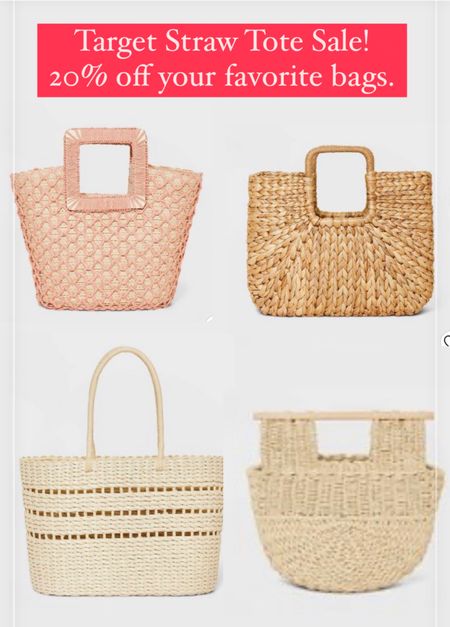 Target straw tote sale! All #target totes are 20% off! Perfect for vacation, travel or spring outfits. The straw tote bag is functional and cute! #strawtote #targetfind #strawbag

#LTKtravel #LTKitbag #LTKsalealert