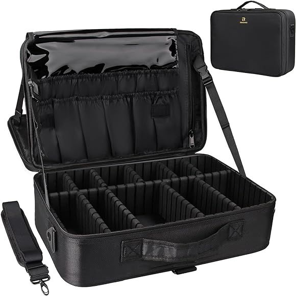 Relavel Makeup Case Large Makeup Bag Professional Train Case 16.5 inches Travel Cosmetic Organizer B | Amazon (US)