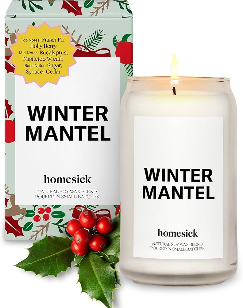 Homesick Scented Candles for Home (Winter Mantel) - 13.75 oz Long-Lasting Soy Wax Blend Jar Candl... | Amazon (US)