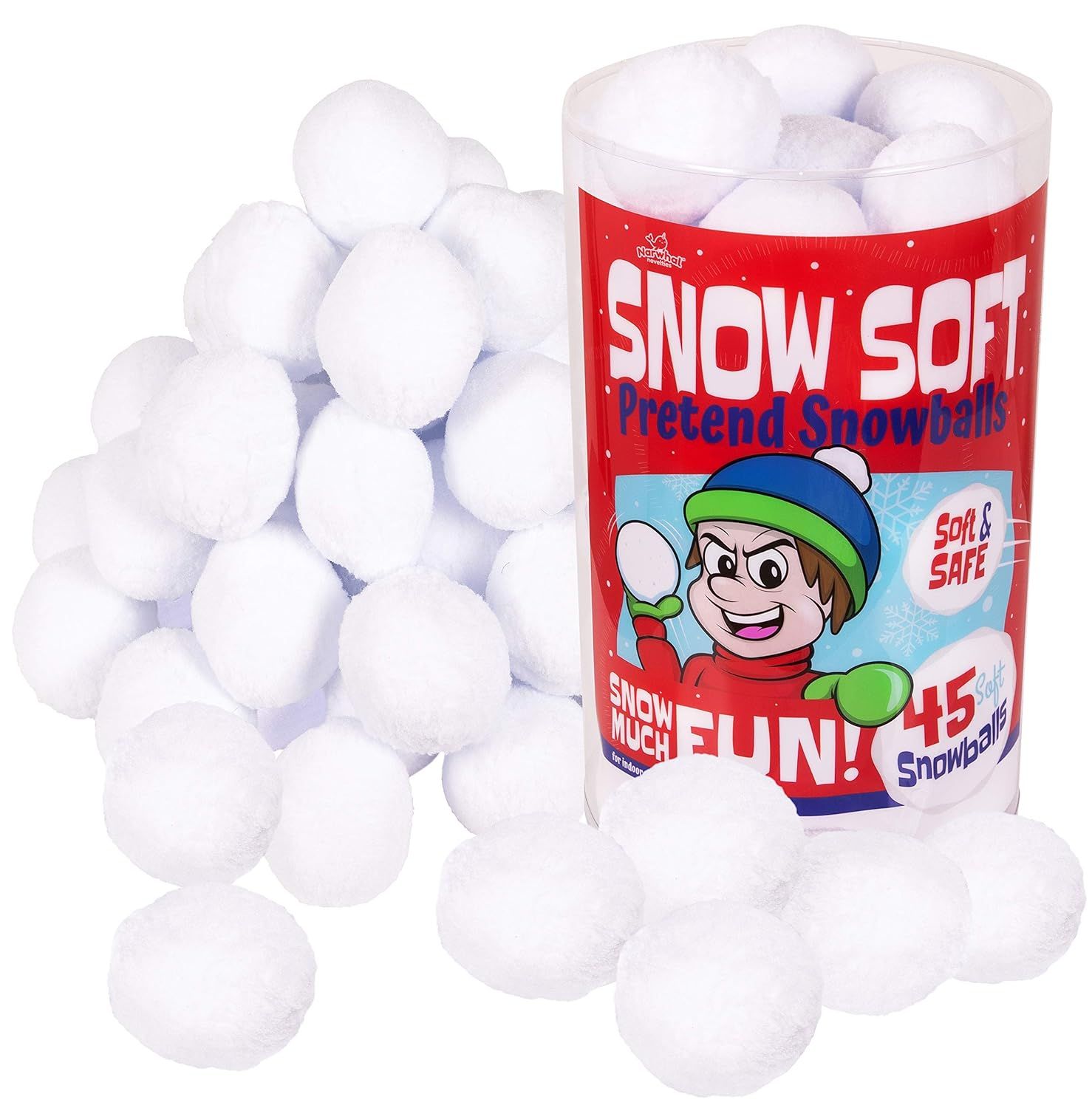 Narwhal Novelties Snow Soft; Snowball Fights in The Living Room; Fake Snow, Snowballs (45-Pk) | Amazon (US)