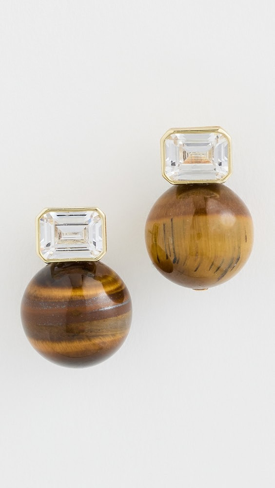 SHASHI Baguette Tiger Eye Earrings | Shopbop | Shopbop