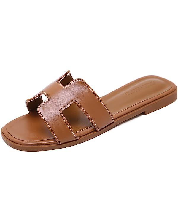 Stratuxx Kaze Womens Flat Sandals Flat Slide Sandals Band Sandals White Black Brown Metallic Sand... | Amazon (US)