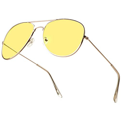 SunnyPro Yellow Sunglasses for Women Tinted Lens Aviator Glasses Aviators Lenses Shade | Amazon (US)