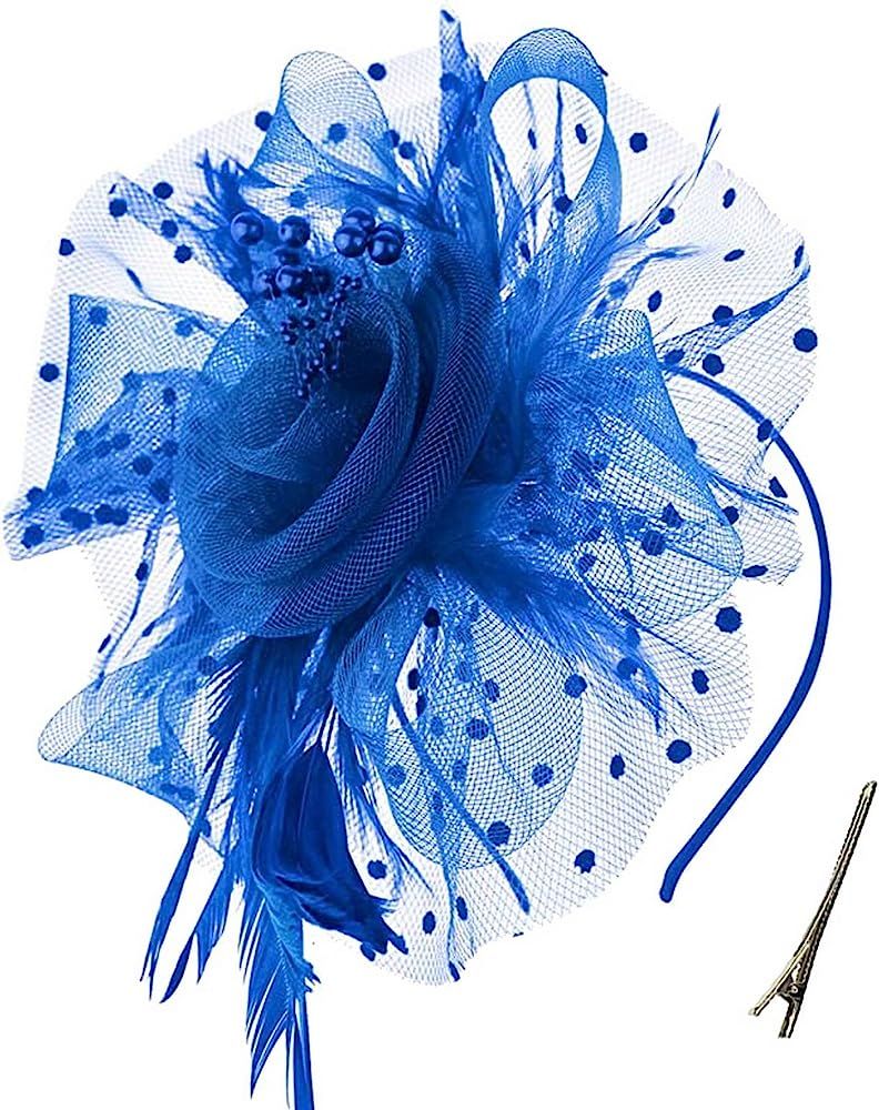Fascinators for Women Tea Party Headband Kentucky Derby Hats Cocktail Flower Mesh Feathers Headwe... | Amazon (US)