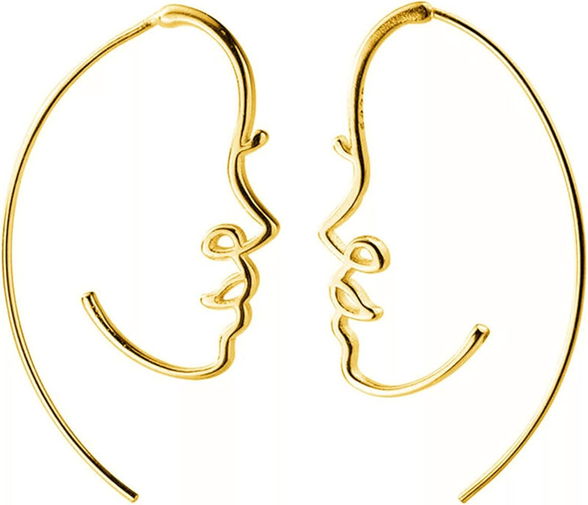 Handmade Face Earrings for Women Personalized Funny Lovely Vintage Bohemian Ethnic 3D Abstract Hu... | Amazon (US)