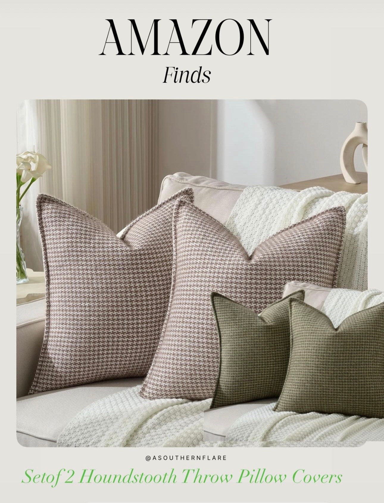 Refresh your living space with these trendy houndstooth throw pillow covers. Perfect for a cozy look! #HomeDecor #LivingRoomStyle