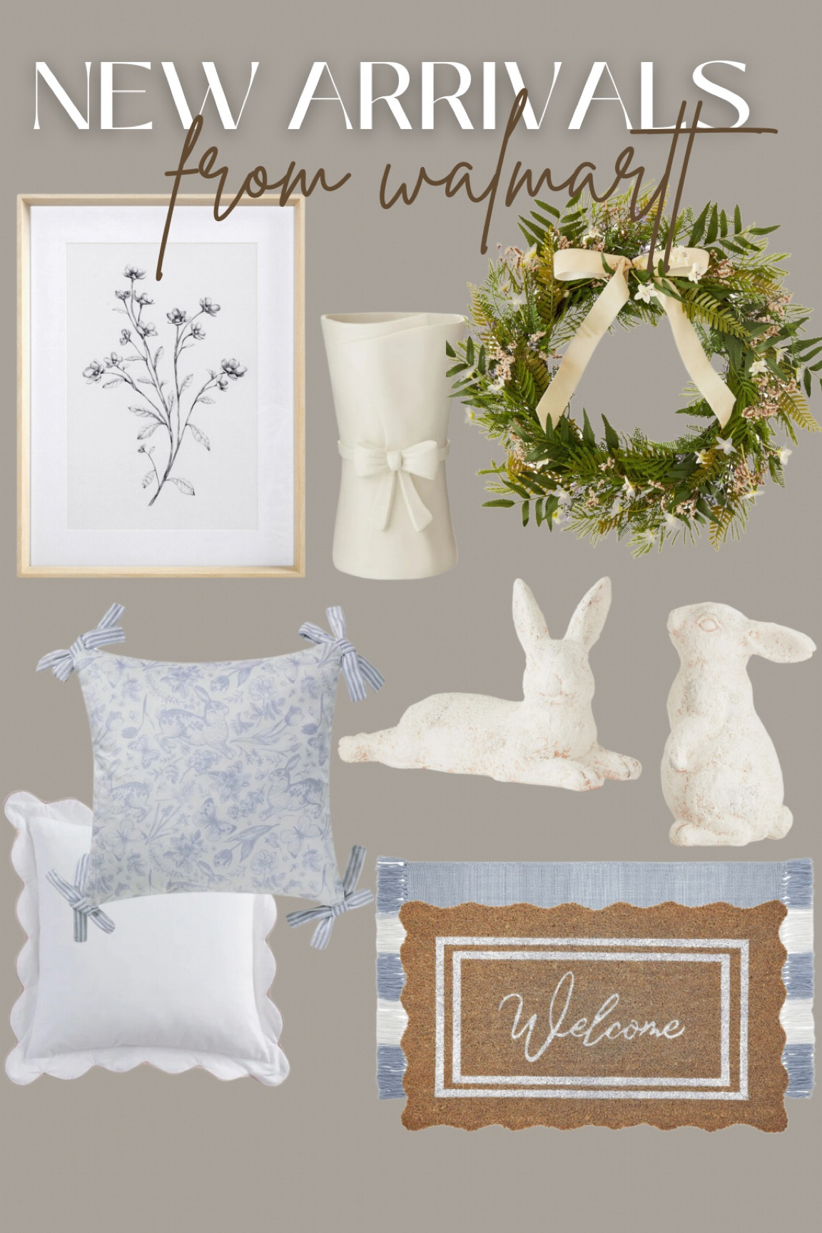 What I ordered from
The new spring my Texas house collection at Walmart 😍 spring decor - spring home - Easter decor - Easter - front door mat - spring wreath - Easter bunny - spring pillow - bow vase - welcome mat - spring outdoor - bunny topiary 

#LTKHome #LTKSeasonal #LTKFindsUnder50