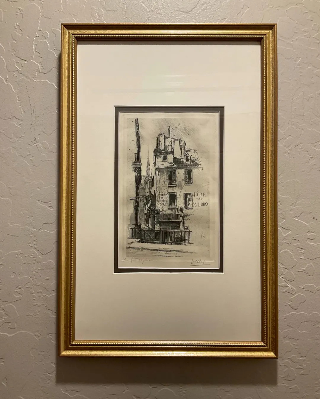 Vintage Authentic Eugene Veder Original Etching Pencil Signed of Paris Street Scene Two Lions Hot... | Etsy (US)