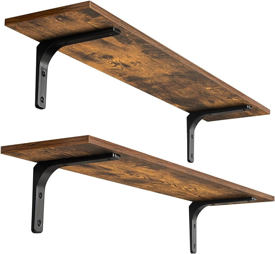 DINZI LVJ Long Wall Shelves, 39.4Inch Wall Mounted Shelves Set of 2, Extra Large Wall Storage Led... | Amazon (US)