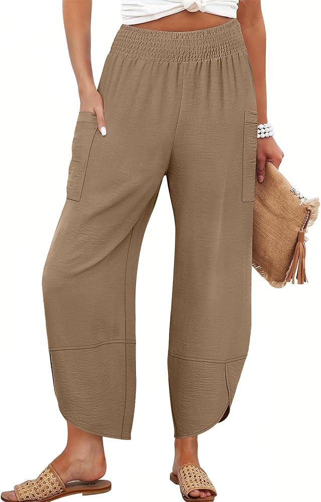 ANRABESS Womens Wide Leg Palazzo Capri Pants 2025 Summer Casual Loose High Waisted Lounge Flowy C... | Amazon (US)