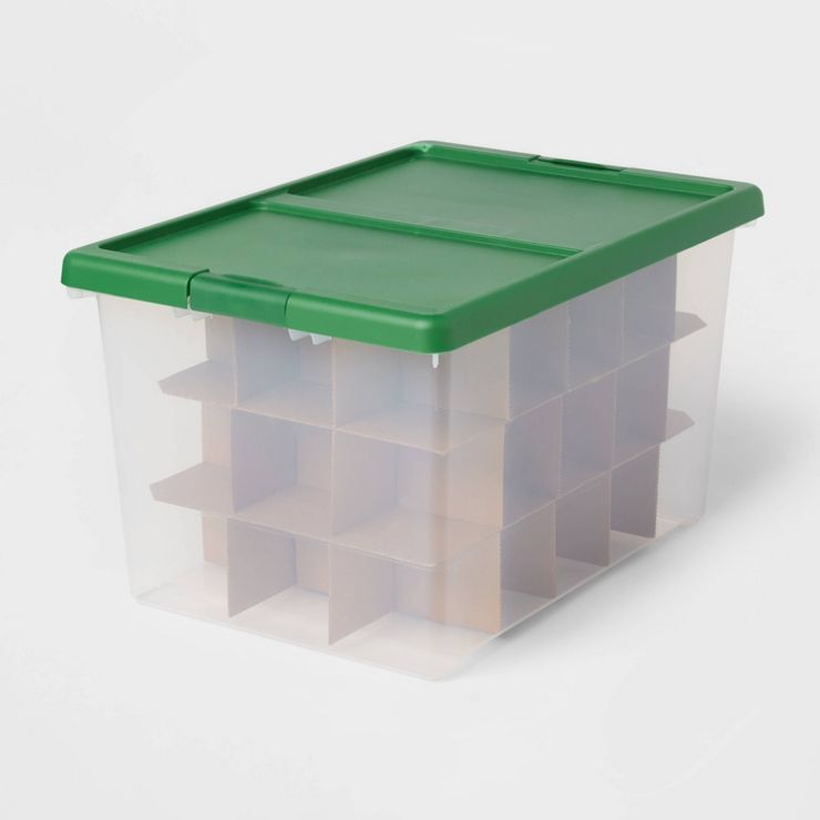 Large Latching Clear Ornament Storage Box with Green Lid - Brightroom™ | Target