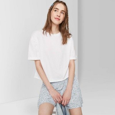 Women's Rolled Cuff Short Sleeve Cropped T-Shirt - Wild Fable™ | Target