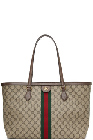 Beige Medium GG Supreme Ophidia Tote | SSENSE