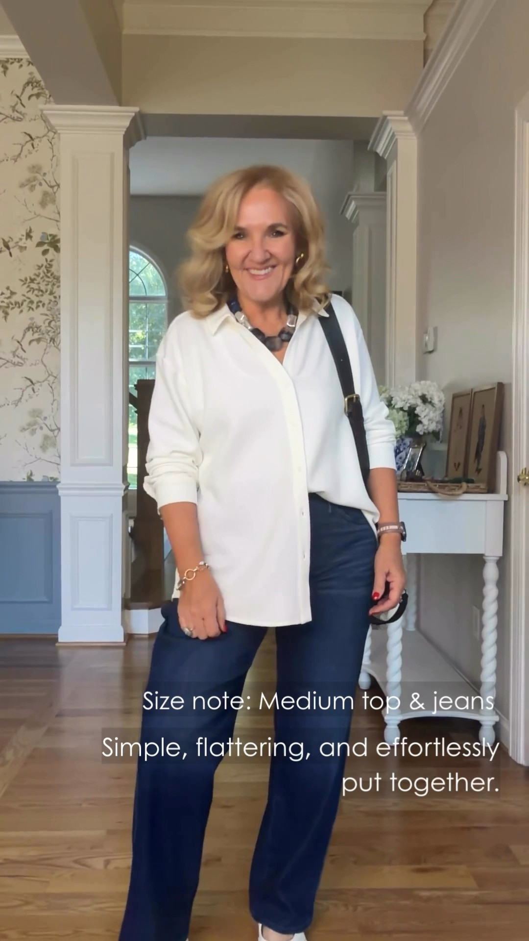 This classic white button-front shirt is one of those wardrobe staples you’ll reach for again and again. The relaxed fit looks polished with dark denim and a black crossbody, making it an easy choice for everyday dressing, travel, or errands.

💡 LTK MADE EASY
❤️ Heart = Support my posts!
🔖 Save = Get sale & restock alerts
📋 Lists = Keep favorites organized
📲 Share = Send lists and products to a friend. Hello, Christmas List!
💬 Comment = Ask me anything about what I'm wearing.:-)

#LTKootd #LTKWorkwear #LTKOver40