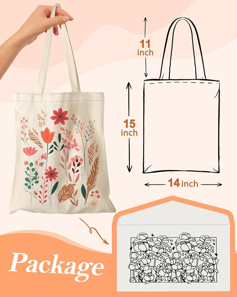 Aesthetic Canvas Tote Bag with Inner Pocket for Women, Cloth Cotton Totes Bag with Pattern for Sh... | Amazon (US)