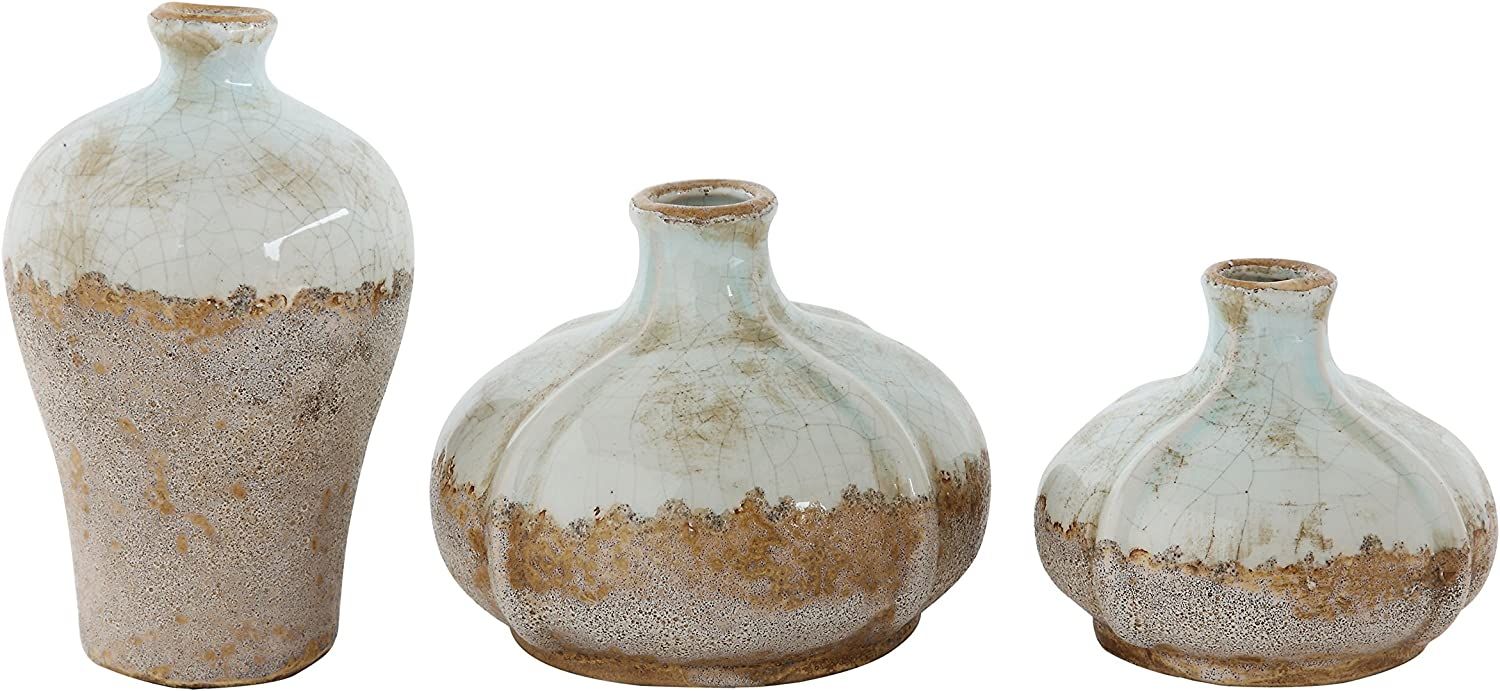 Creative Co-Op Round Terracotta Vases with Distressed Finish (Set of 3 Sizes) | Amazon (US)
