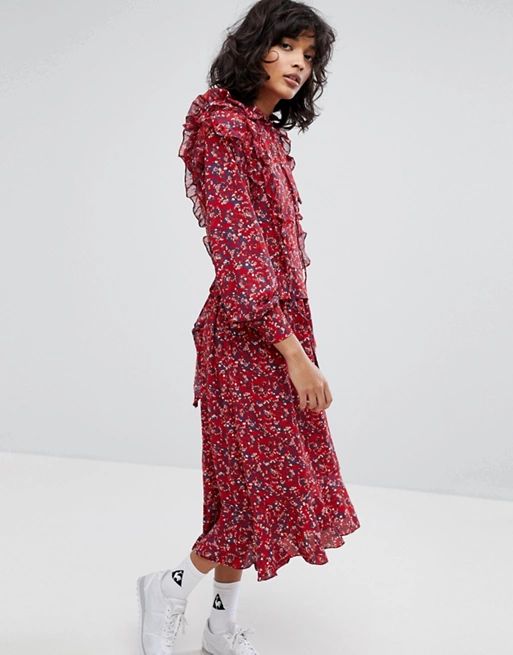 STYLENANDA Maxi Dress With Frills In Floral | ASOS US