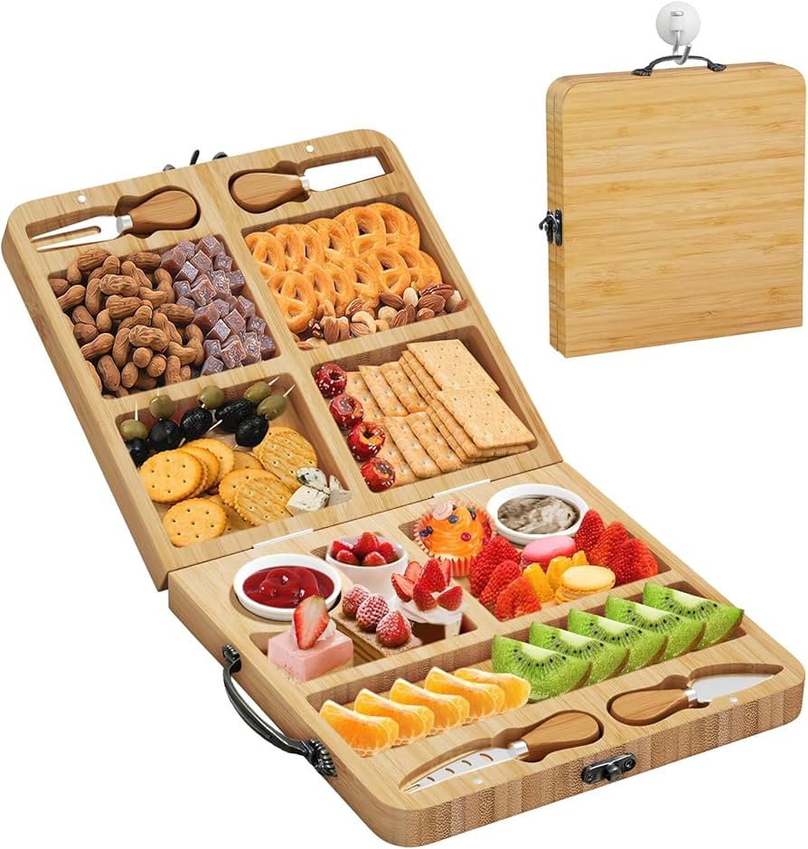Travel Charcuterie Boards, Bamboo Cheese Board Set, Foldable Cheese Plate, Great Gift for Picnic,... | Amazon (US)