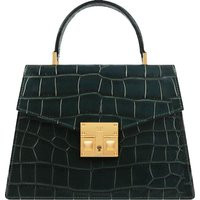 Odette Mini Orinoco 'Croc' Print Calf Leather Handbag - Dark Green - 2 | Lalage Beaumont