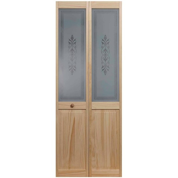 AWC Model 857 Tapestry Bifold Door Wood Frame With Glass 30"wide x 80"high Unfinished Pine - Walm... | Walmart (US)