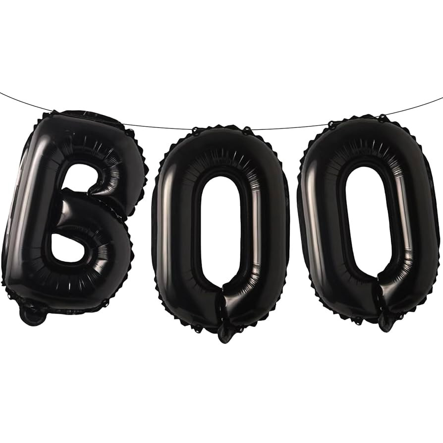16 Inches Black 'BOO' Balloons - Mylar Indoor Outdoor Halloween Balloons, Spooky Foil Letter Ball... | Amazon (US)