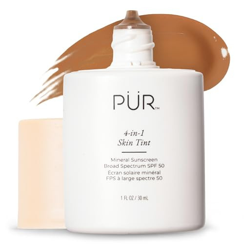 PÜR MINERALS Tinted Sunscreen for Face, 4-in-1 Skin Tint - Broad Spectrum Mineral Sunscreen, SPF 50 - Tinted Facial Moisturizer, Primer, Foundation for Sun Protection - Lightweight, Buildable, Tan TN7 | Amazon (US)