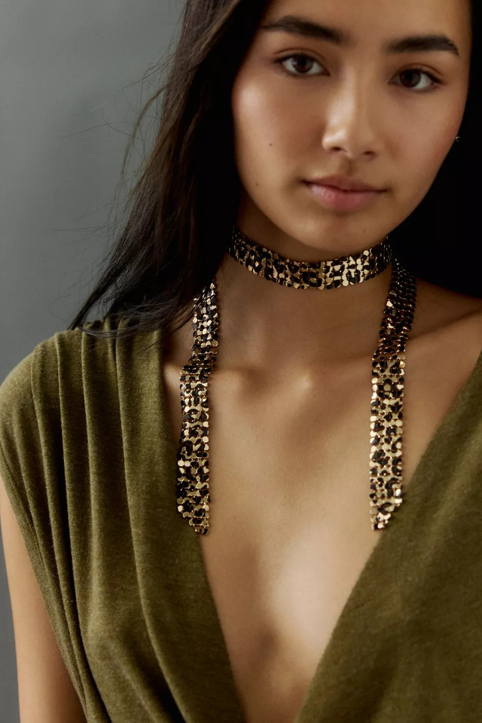 Cheetah Metal Scarf Necklace | Urban Outfitters (US and RoW)
