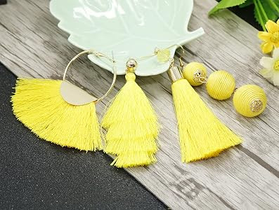 LOYALLOOK 4Pairs Tassel Earrings For Women Fan Shape Tassel Earrings Long Thread Tassel Earrings ... | Amazon (US)