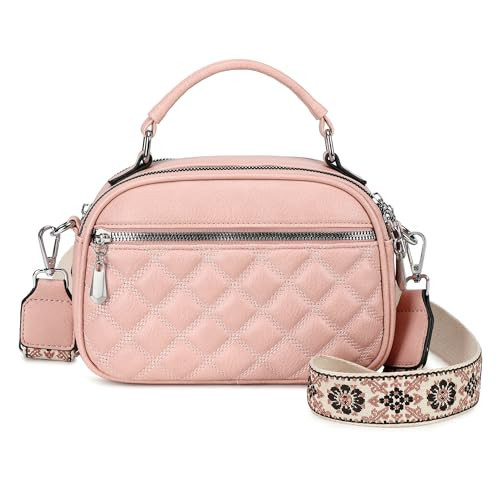 OPAGE Small Crossbody Bags for Women Trendy Vegan Leather Shoulder Cross Body Handbags Purses with Adjustable Wide Strap, Pink | Amazon (US)